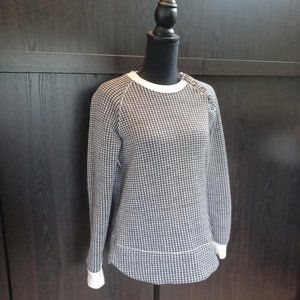 Columbia Chillin Sweater Houndstooth Fleece Crewneck Tunic Cream Grey Medium